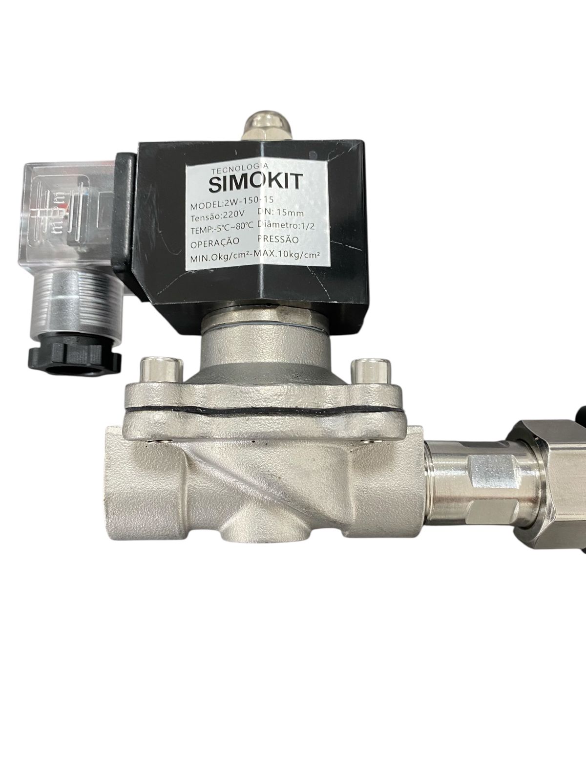 Kit Válvula Solenoide NF Inox DN15 + Sensor Fluxo DN20 + Conexões - Imagem 3