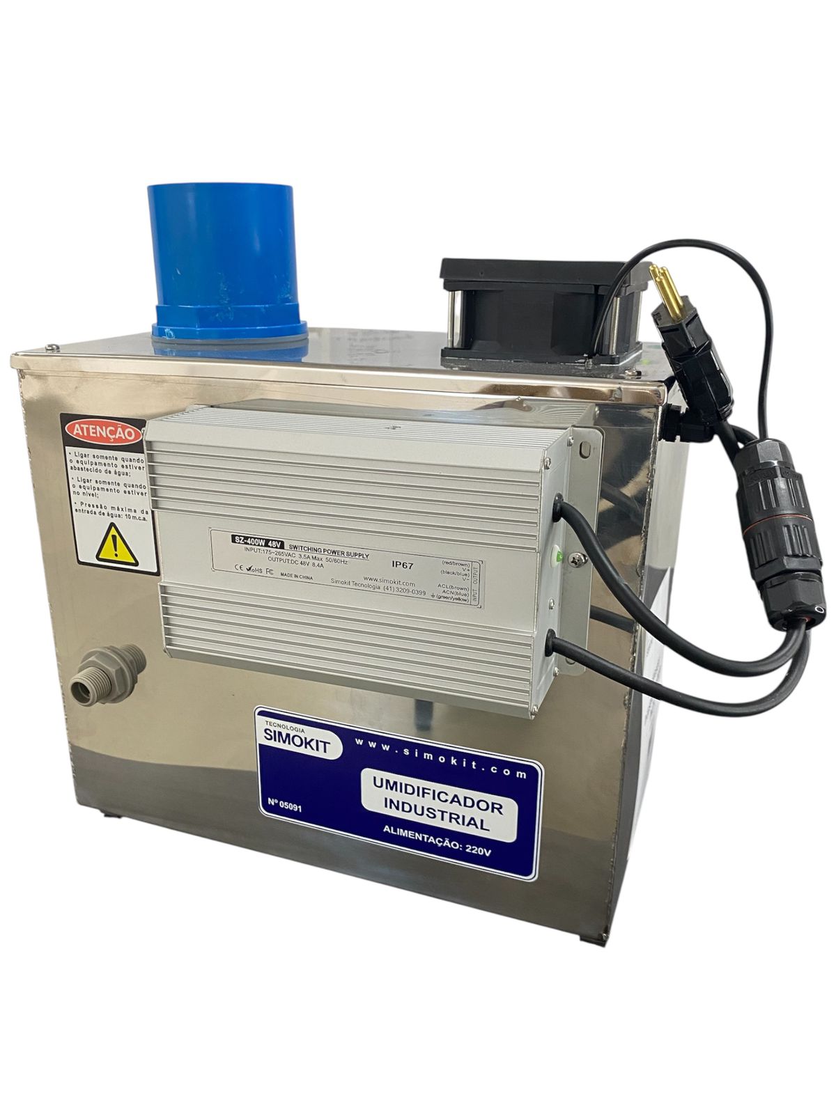 Umidificador Industrial 6kg/hora c/ controlador umidade em Inox
