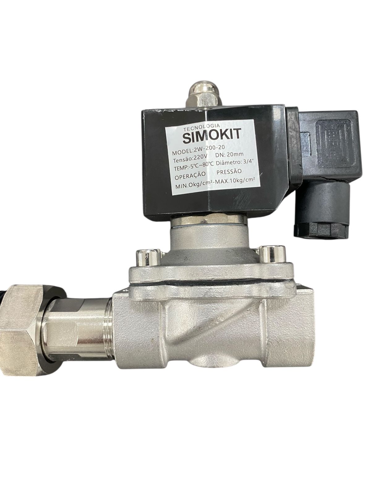 Kit Válvula Solenoide NF Inox DN20 + Sensor Fluxo DN25 + Conexões - Imagem 2
