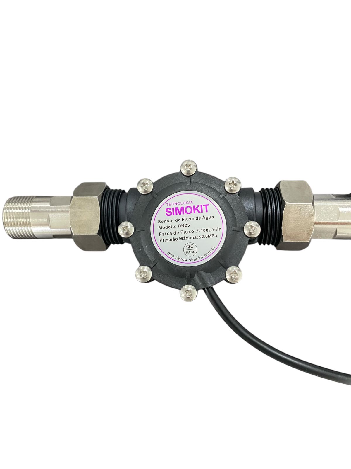 Kit Válvula Solenoide NF Inox DN20 + Sensor Fluxo DN25 + Conexões - Imagem 3