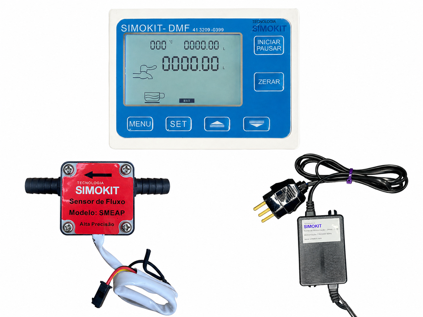 Kit Medidor Fluxo Água Automático Digital 3/8