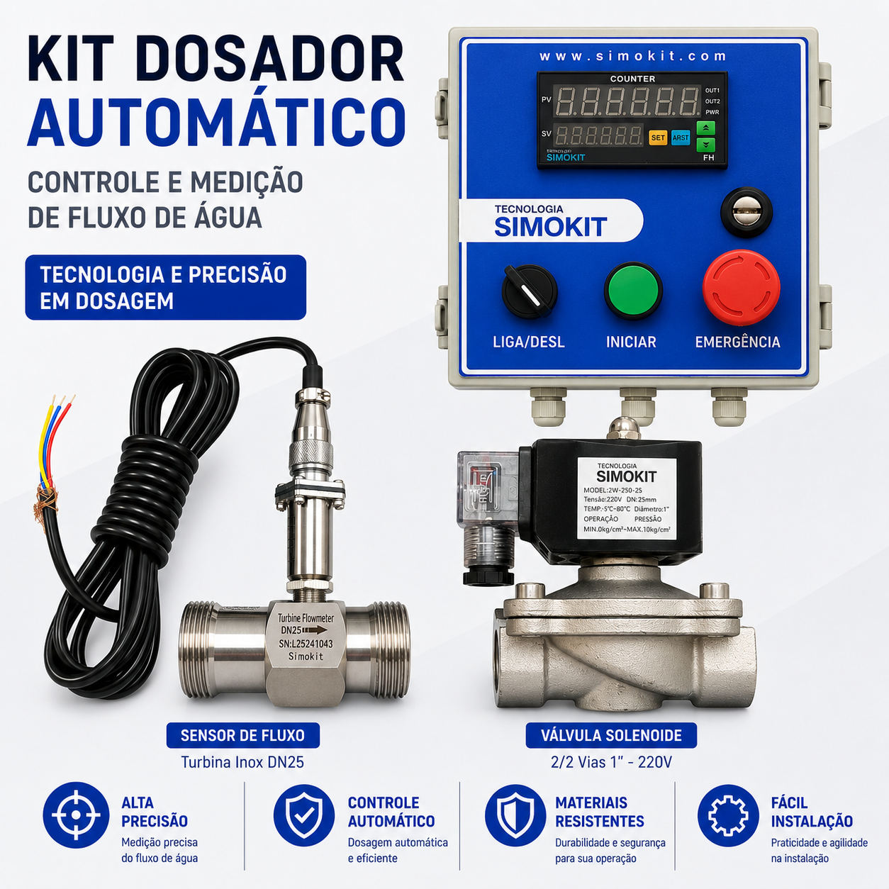 Dosador de Água Inox Alta Precisão 1" VINOX