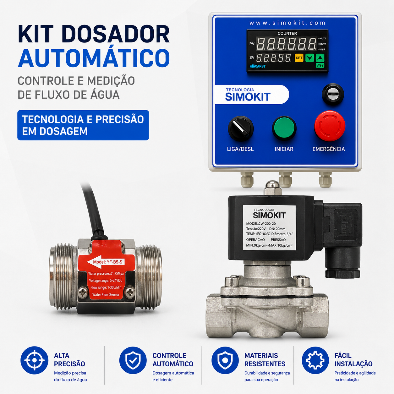 Dosador Água Automático Digital 3/4" SIH VINOX