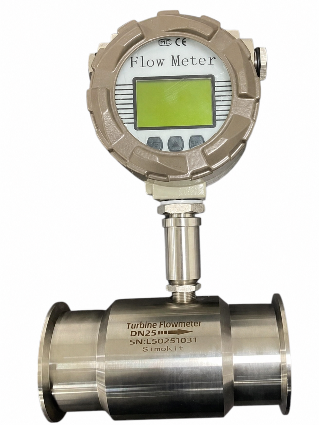Sensor de Fluxo Inox Alta Precisão DN25 com Display LCD SIMOKIT - TC