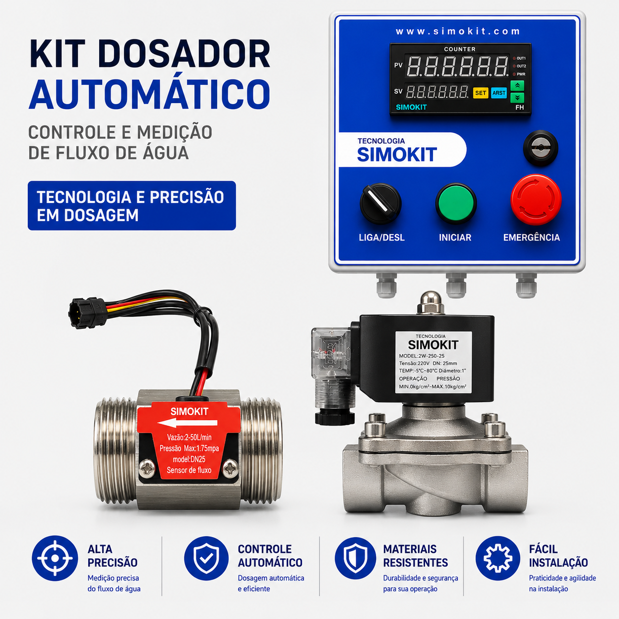 Dosador Água Automático Digital 1" SIH VINOX