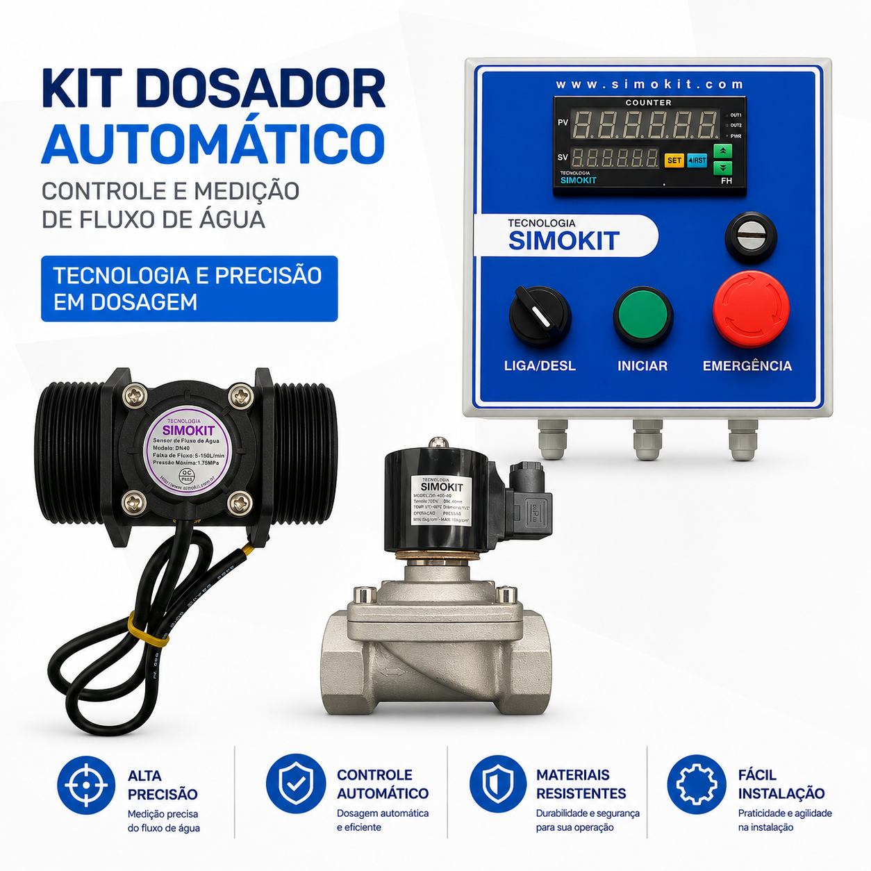 Dosador Água Automático Digital 1-1/2" VINOX