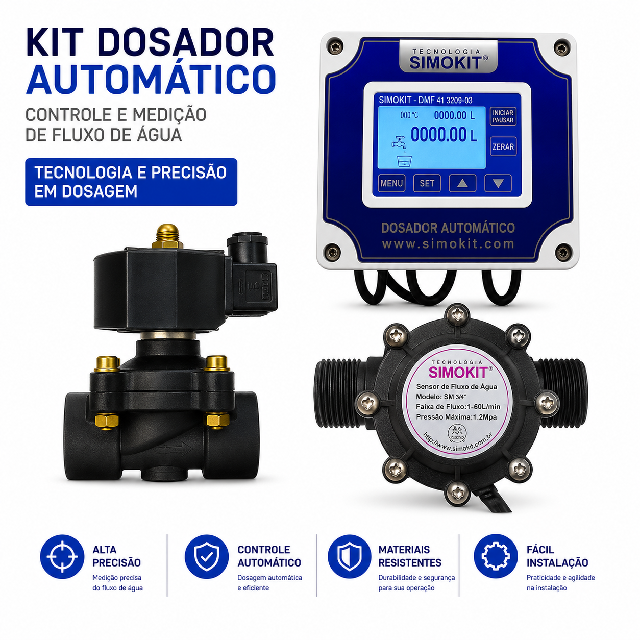 Dosador Água Automático Digital 1" DMF VPE Saida Bomba