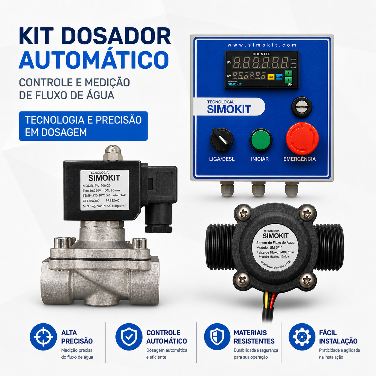 Dosador Água Automático Digital 3/4" VINOX