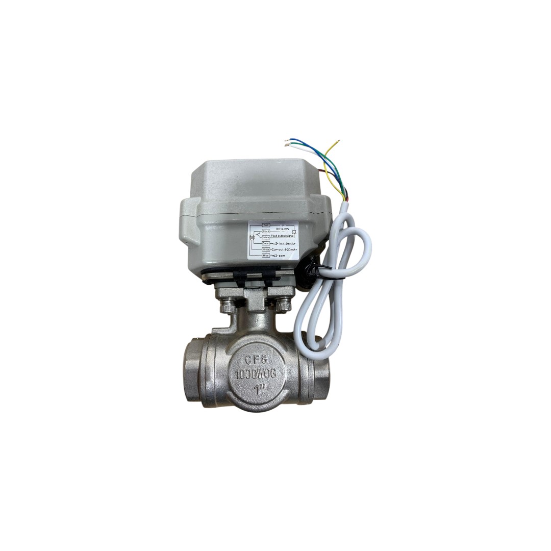 Válvula Esfera 3 Vias Inox DN25 Proporcional 4-20mA