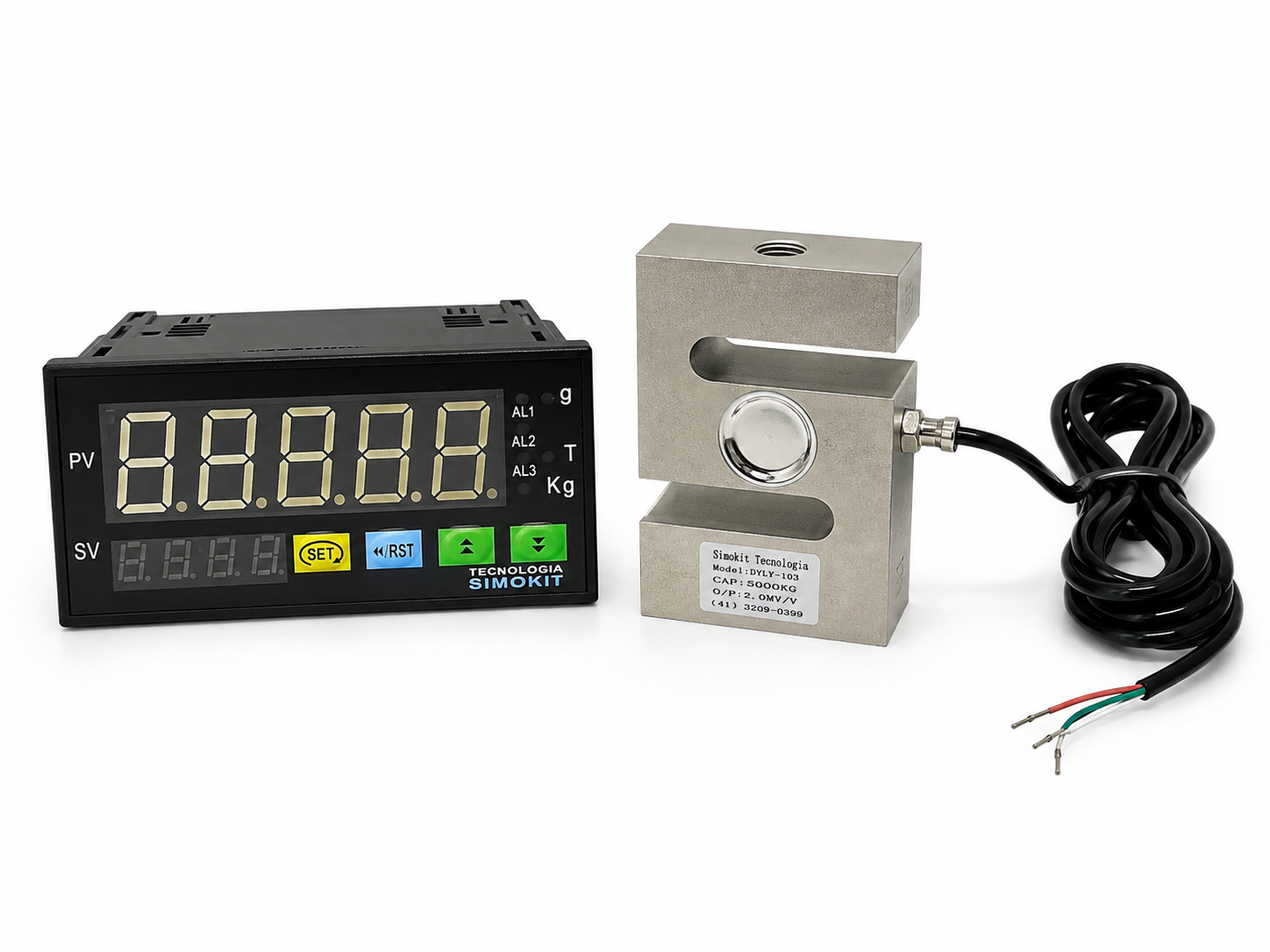 Kit CLP indicador de peso 2 reles + Célula de carga Tipo S 5T