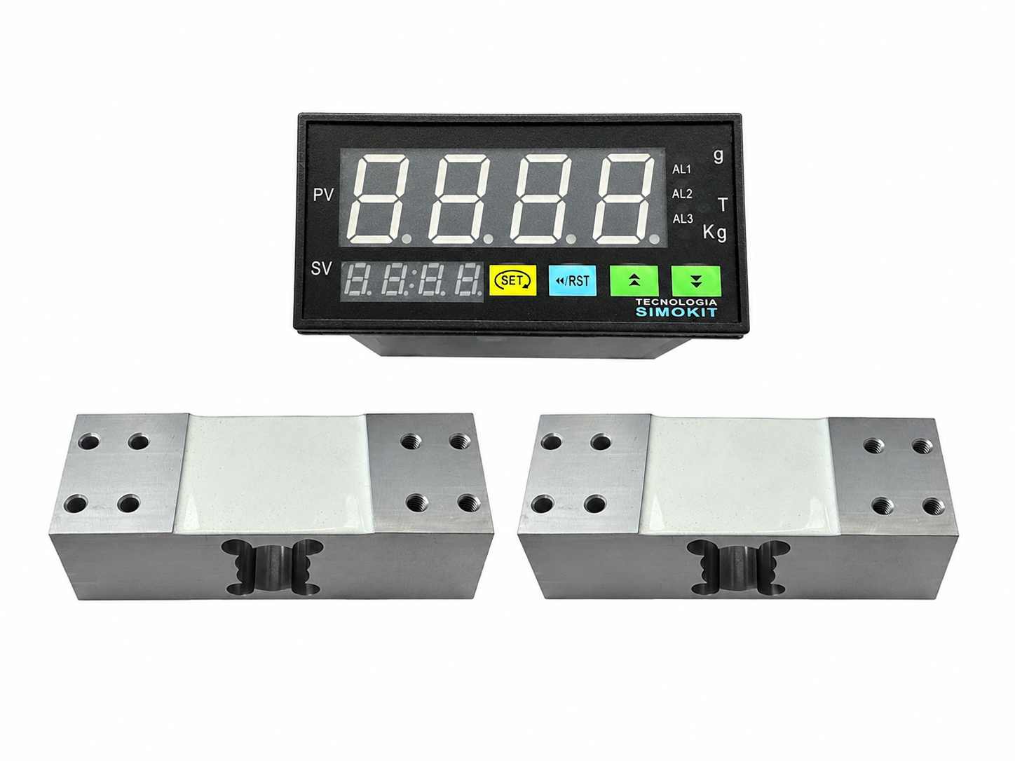 Kit CLP indicador de peso 2 reles + 2x Células de carga 100kg 174x64x60mm