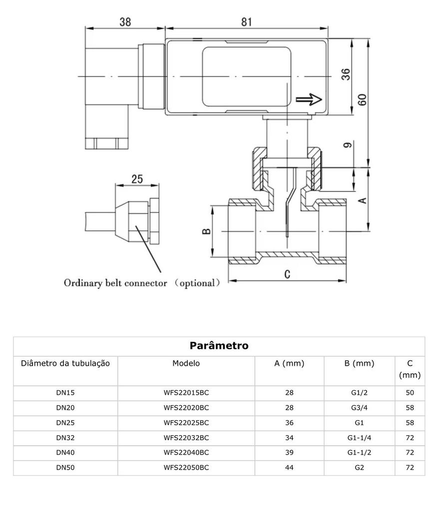 Chave De Fluxo Aço Inox DN20 - Imagem 3