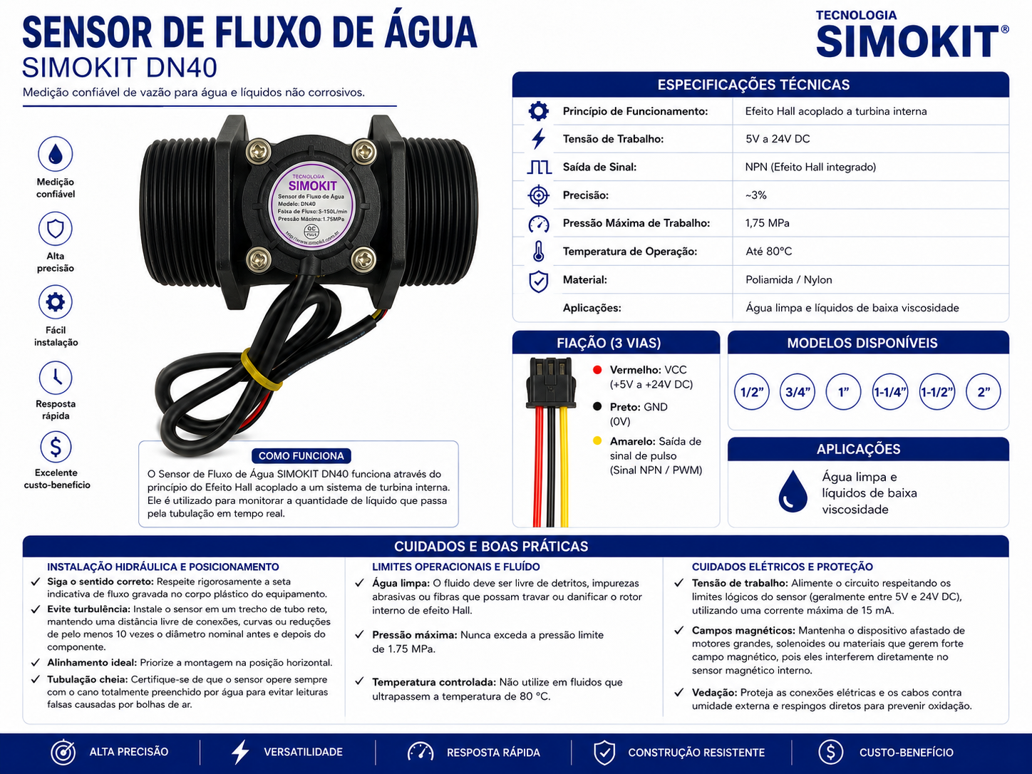 Sensor de fluxo de água DN15 - Imagem 2
